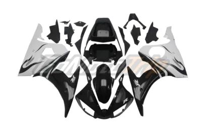 2003-2005-Yamaha-YZF-R6-Black-White-Flame-Fairing-GS