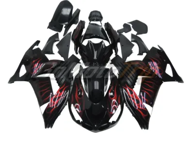 2006-2011-Kawasaki-Ninja-ZX-14R-Black-Red-Flame-Fairing-GS