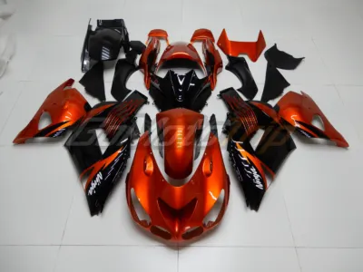 2009 Kawasaki Ninja Zx 14r Black Orange Fairing Kit 1