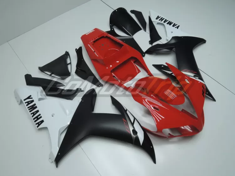 2002 2003 Yamaha Yzf R1 Black Red Fairing Kit 3