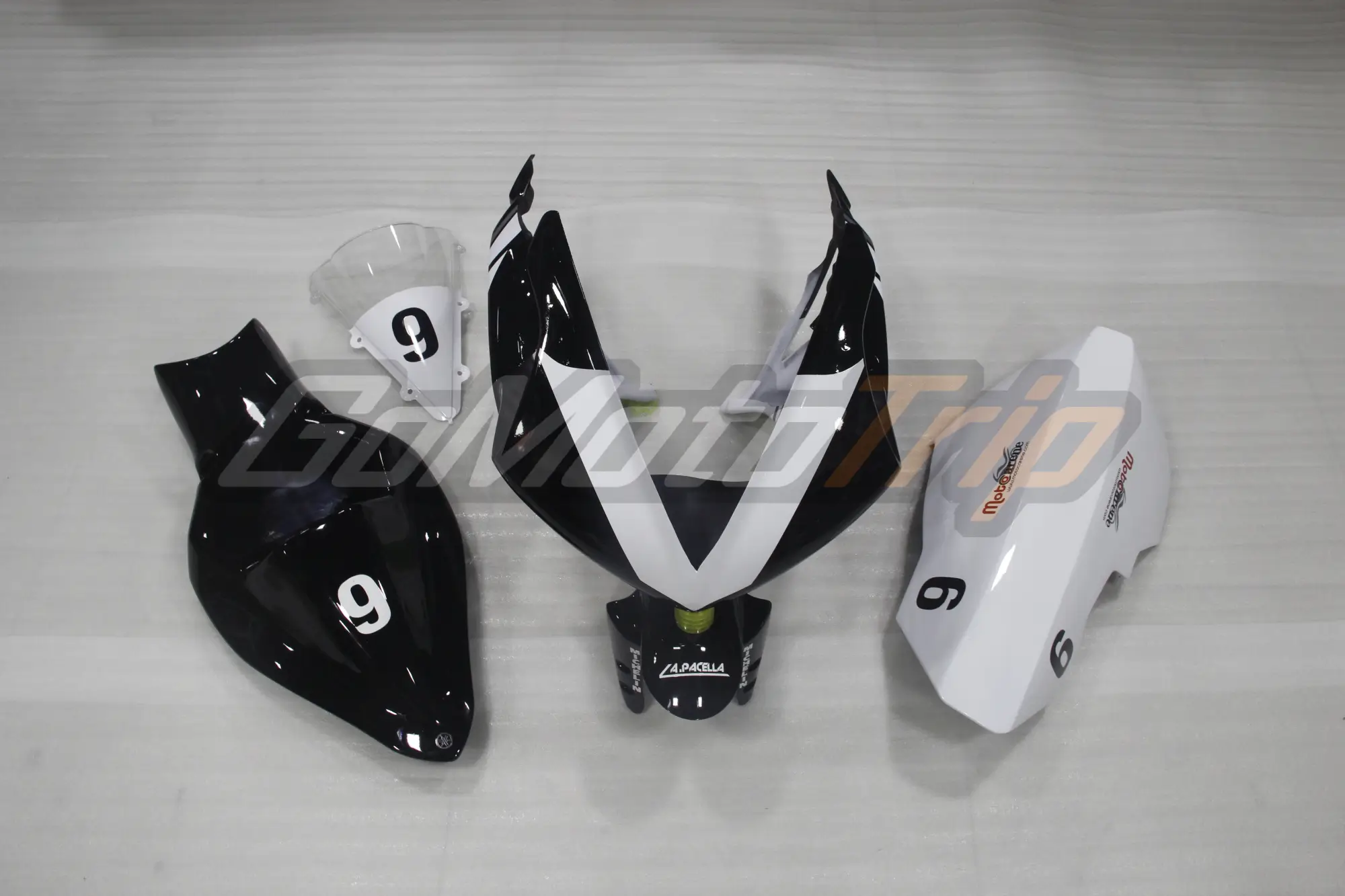 2004 2006 Yamaha Yzf R1 Black White Race Fairing 1