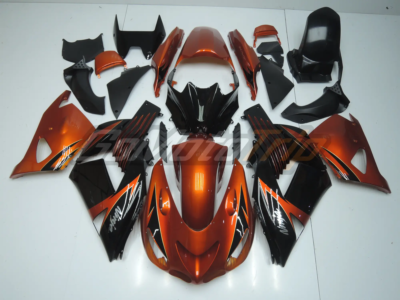 2009 Kawasaki Ninja Zx 14r Black Orange Fairing2 Kit 1