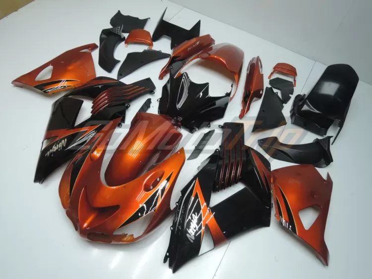 2009 Kawasaki Ninja Zx 14r Black Orange Fairing2 Kit 2