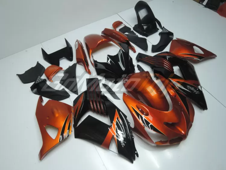 2009 Kawasaki Ninja Zx 14r Black Orange Fairing2 Kit 3