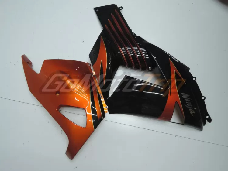 2009 Kawasaki Ninja Zx 14r Black Orange Fairing2 Kit 9