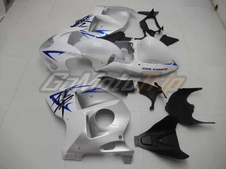 1999 2007 Suzuki Hayabusa White Silver Fairing Kit 4