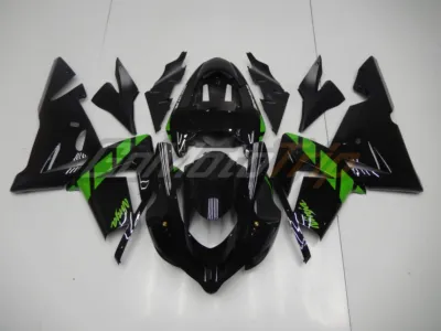 2004 2005 Kawasaki Ninja Zx 10r Black Green Fairing 1