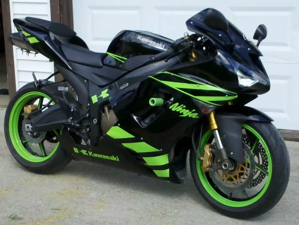 2004 2005 Kawasaki Ninja Zx 10r Black Green Fairing 19