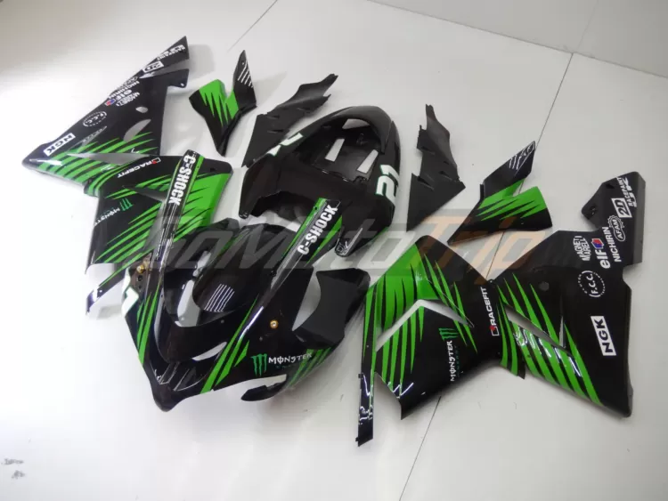 2004 2005 Kawasaki Ninja Zx 10r Black Green Fairing2 2