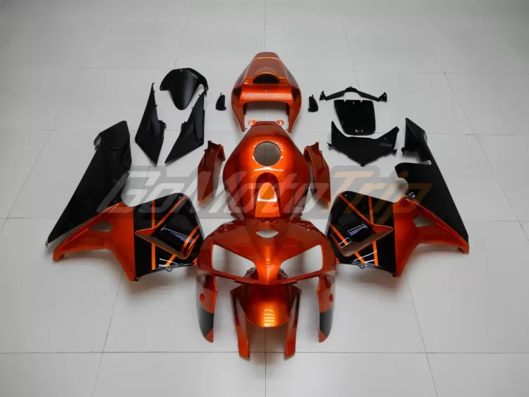 2005 2006 Honda Cbr600rr Black Orange Fairing 1