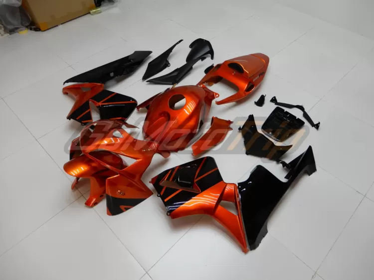 2005 2006 Honda Cbr600rr Black Orange Fairing 2