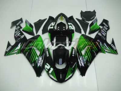 2006 2007 Kawasaki Ninja Zx 10r Black Green Fairing2 1