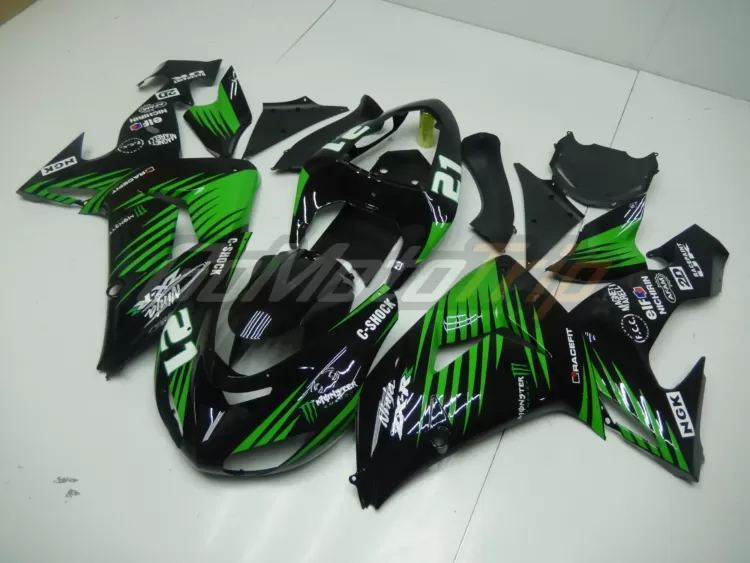 2006 2007 Kawasaki Ninja Zx 10r Black Green Fairing2 2