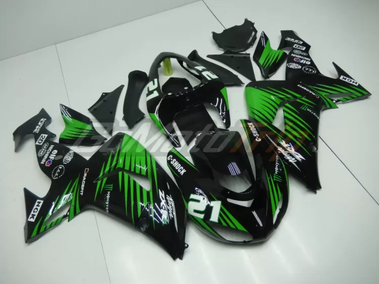 2006 2007 Kawasaki Ninja Zx 10r Black Green Fairing2 3