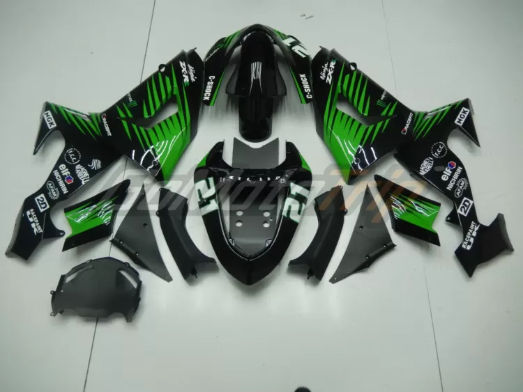 2006 2007 Kawasaki Ninja Zx 10r Black Green Fairing2 4