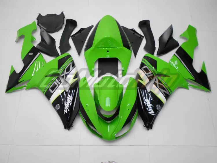 2006 2007 Kawasaki Ninja Zx 10r Black Green Fairing3 1