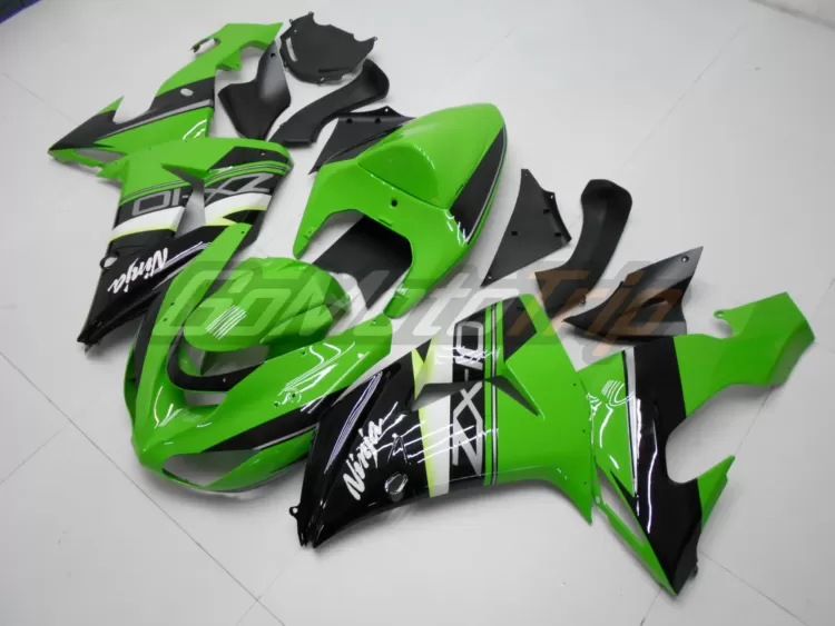 2006 2007 Kawasaki Ninja Zx 10r Black Green Fairing3 2