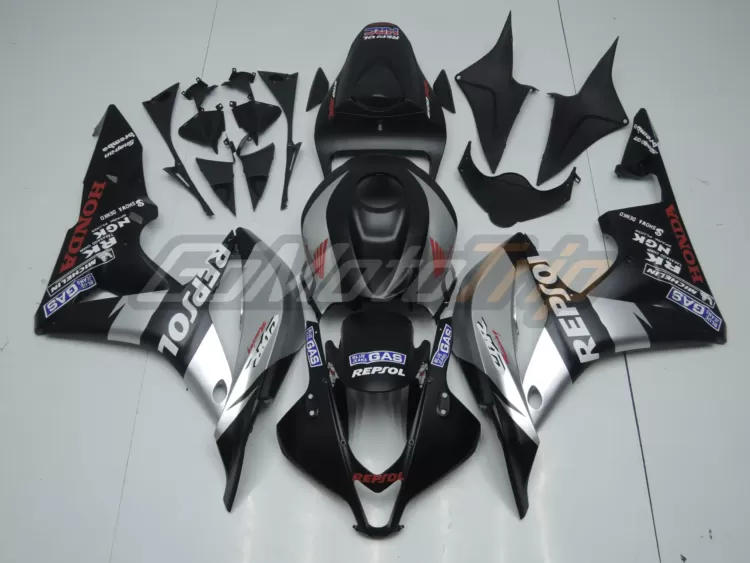 2007 2008 Honda Cbr600rr Black Silver Repsol Fairing2 1