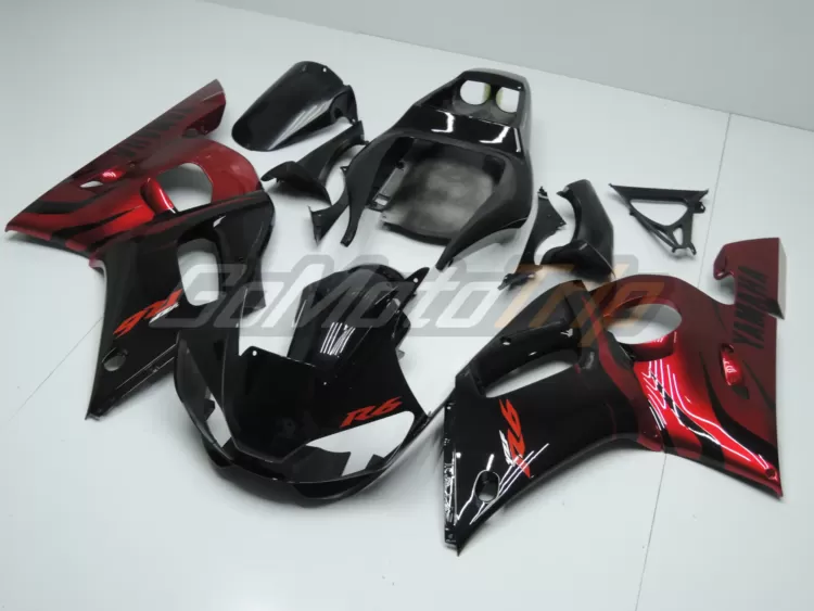 1998 2002 Yamaha Yzf R6 Black Red Fairing 2