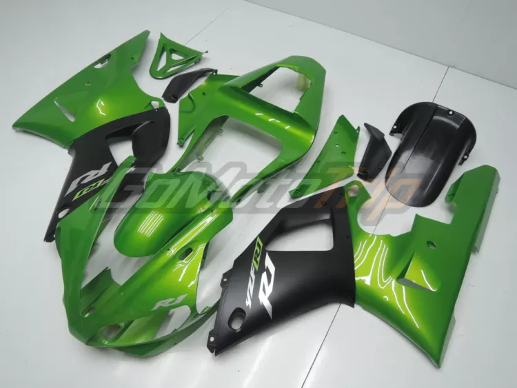 2000 2001 Yamaha Yzf R1 Black Green Fairing 2