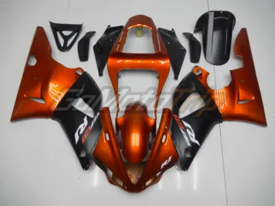 2000 2001 Yamaha Yzf R1 Black Orange Fairing 1