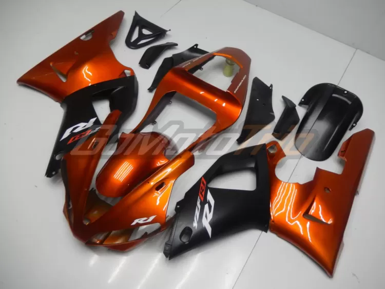 2000 2001 Yamaha Yzf R1 Black Orange Fairing 2