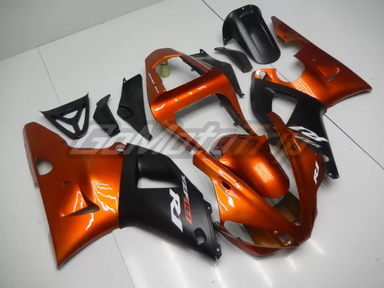 2000 2001 Yamaha Yzf R1 Black Orange Fairing 3