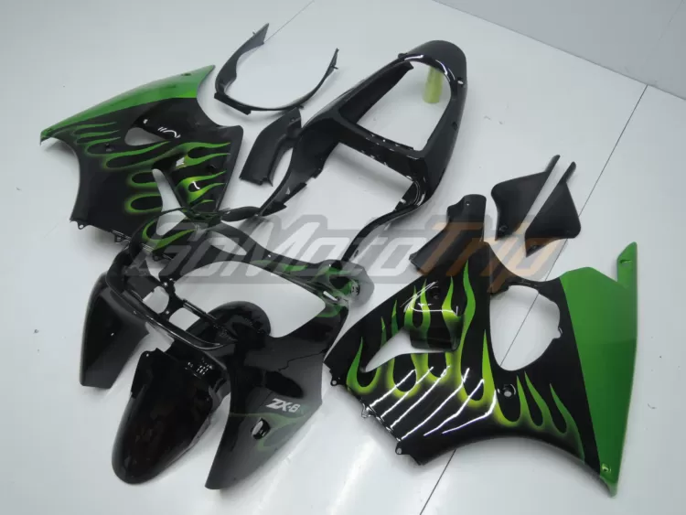 2000 2002 Kawasaki Ninja Zx 6r Green Flame Fairing 2