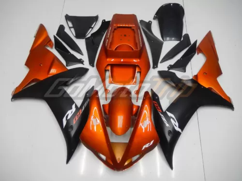 2002 2003 Yamaha Yzf R1 Black Orange Fairing 1