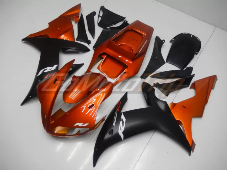 2002 2003 Yamaha Yzf R1 Black Orange Fairing 2