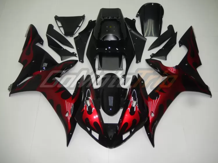 2002 2003 Yamaha Yzf R1 Black Red Fairing2 1