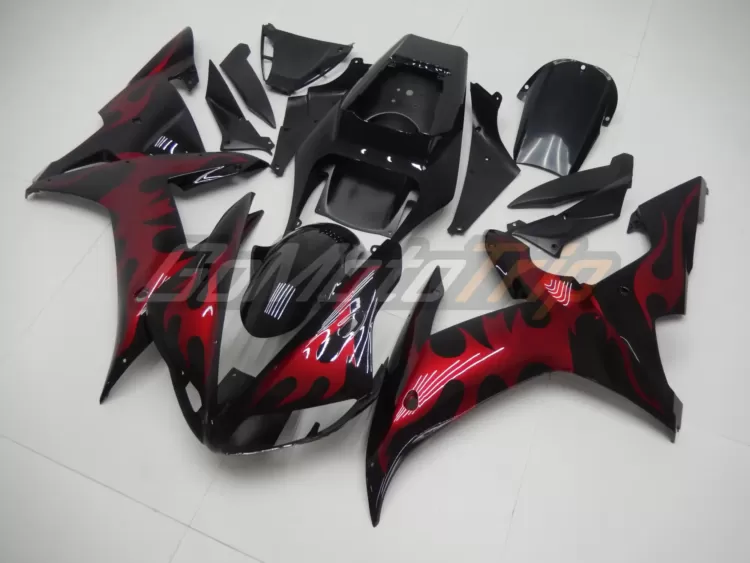 2002 2003 Yamaha Yzf R1 Black Red Fairing2 2