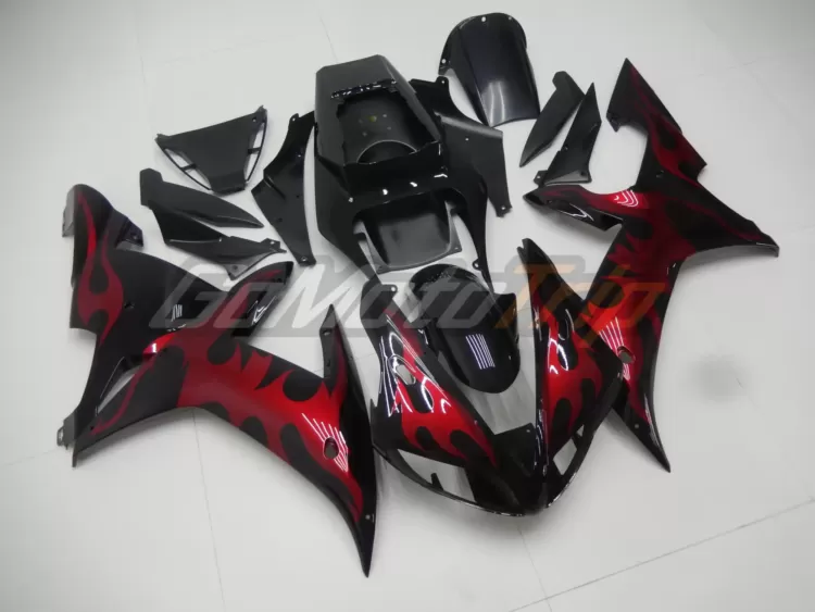 2002 2003 Yamaha Yzf R1 Black Red Fairing2 3