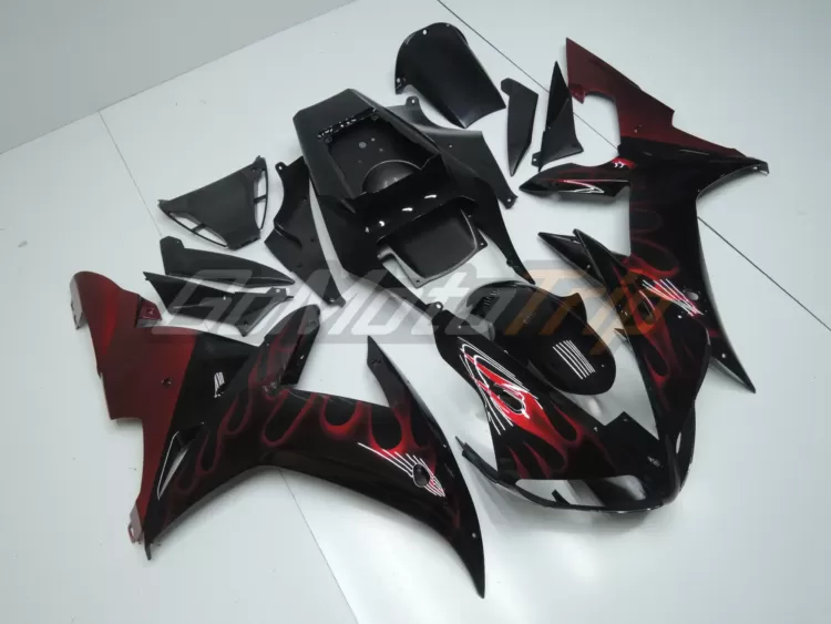 2002 2003 Yamaha Yzf R1 Red Flame Fairing 3