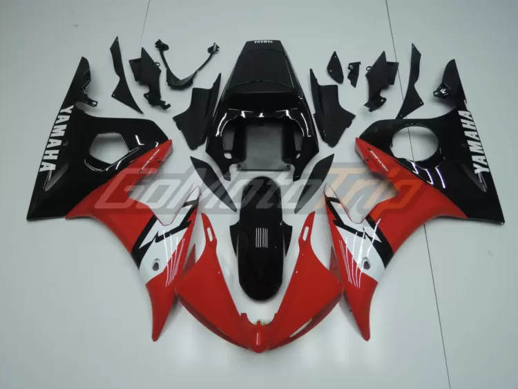 2003 2005 Yamaha Yzf R6 Black Red Fairing 1