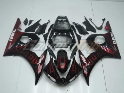 2003 2005 Yamaha Yzf R6 Red Flame Fairing 1