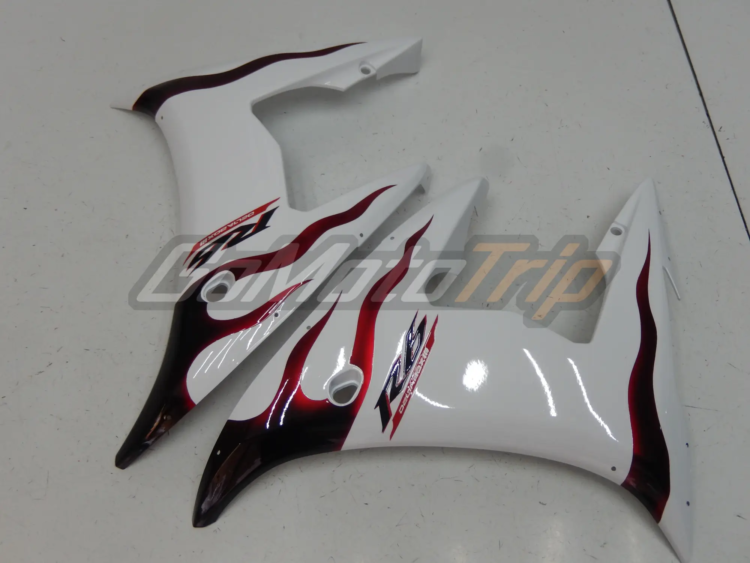 2003 2005 Yamaha Yzf R6 White Red Flame Fairing 10