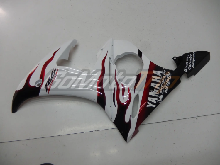 2003 2005 Yamaha Yzf R6 White Red Flame Fairing 8