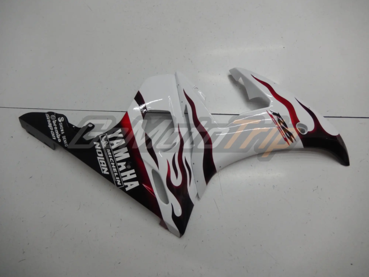 2003 2005 Yamaha Yzf R6 White Red Flame Fairing 9