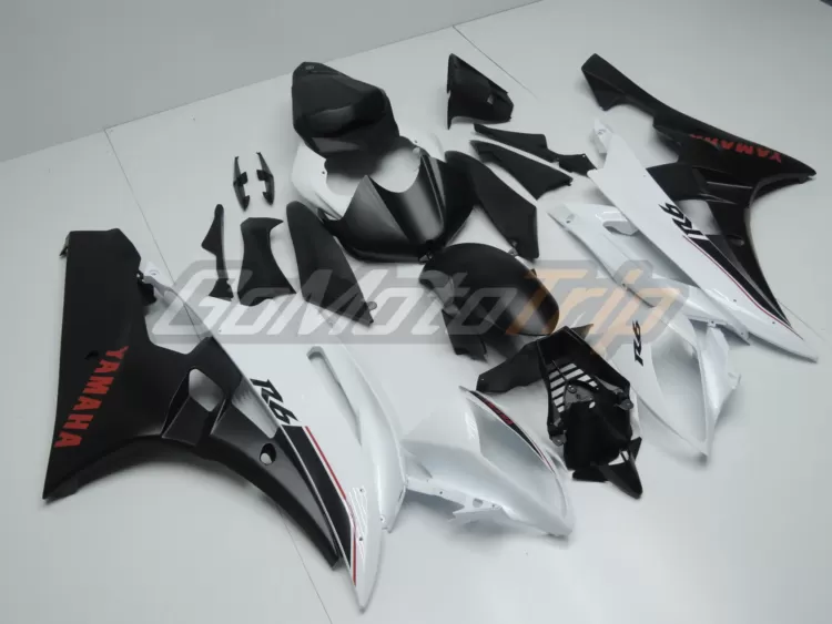 2006 2007 Yamaha Yzf R6 Black White Fairing 3