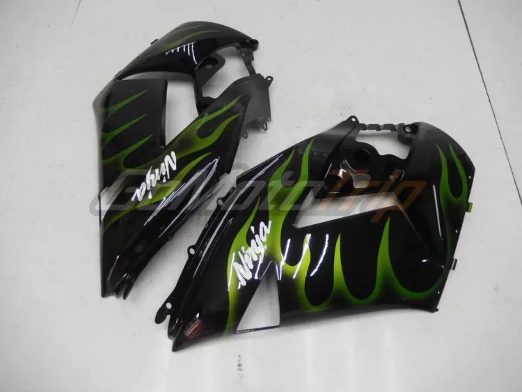 2006 2011 Kawasaki Ninja Zx 14r Black Green Flame Fairing 10