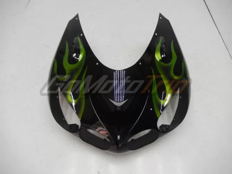 2006 2011 Kawasaki Ninja Zx 14r Black Green Flame Fairing 5