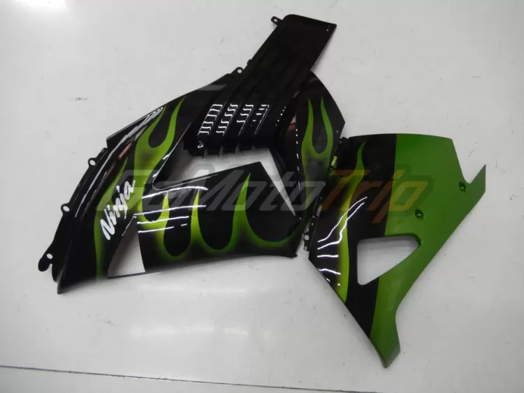 2006 2011 Kawasaki Ninja Zx 14r Black Green Flame Fairing 8