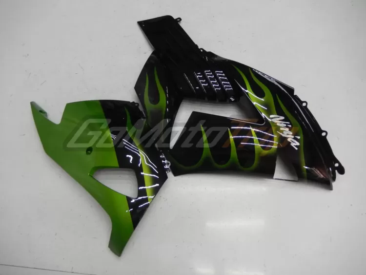 2006 2011 Kawasaki Ninja Zx 14r Black Green Flame Fairing 9