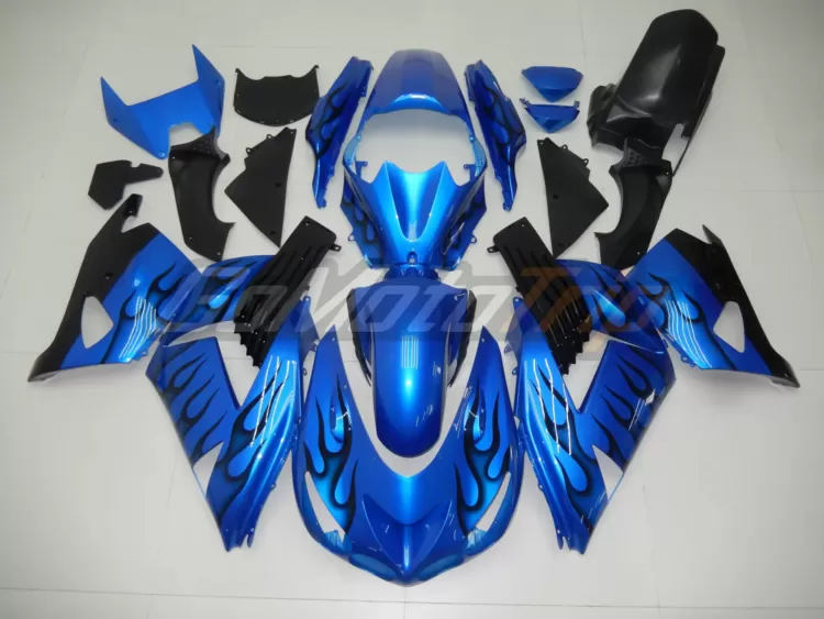 2006 2011 Kawasaki Ninja Zx 14r Blue Black Flame Fairing 1