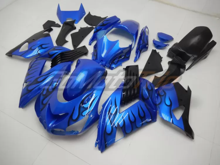 2006 2011 Kawasaki Ninja Zx 14r Blue Black Flame Fairing 2