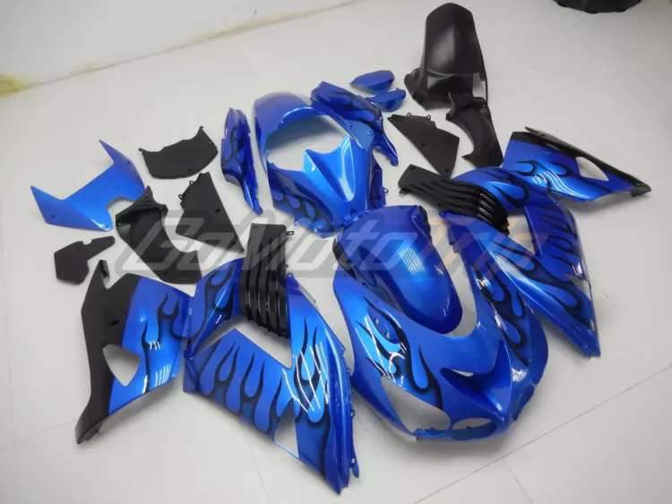 2006 2011 Kawasaki Ninja Zx 14r Blue Black Flame Fairing 3