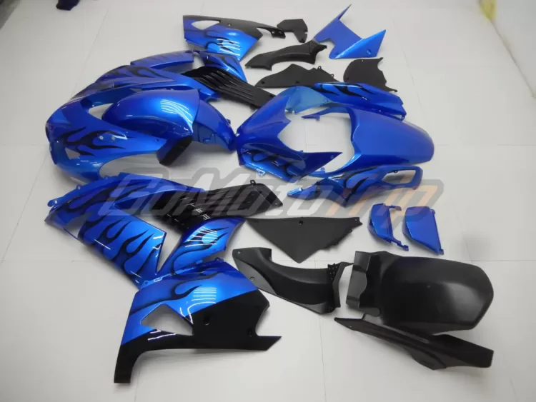 2006 2011 Kawasaki Ninja Zx 14r Blue Black Flame Fairing 4