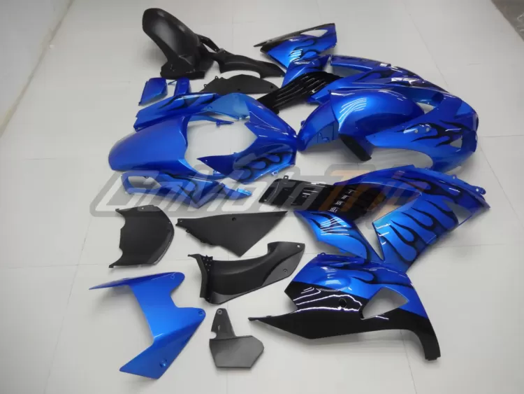 2006 2011 Kawasaki Ninja Zx 14r Blue Black Flame Fairing 5