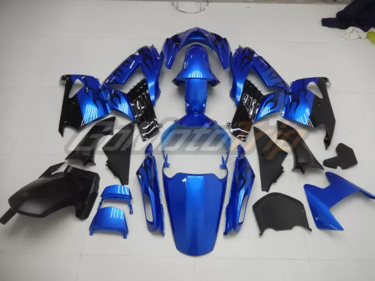 2006 2011 Kawasaki Ninja Zx 14r Blue Black Flame Fairing 6